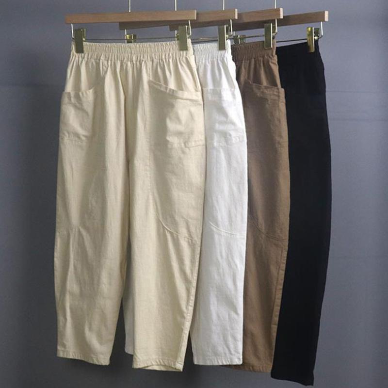 

Women Loose Cotton Linen Pants 2020 Summer Casual Stretch Waist Baggy Sweatpants Long Harem Pants Pantalon Retro Womens Trouser, Loose trouser