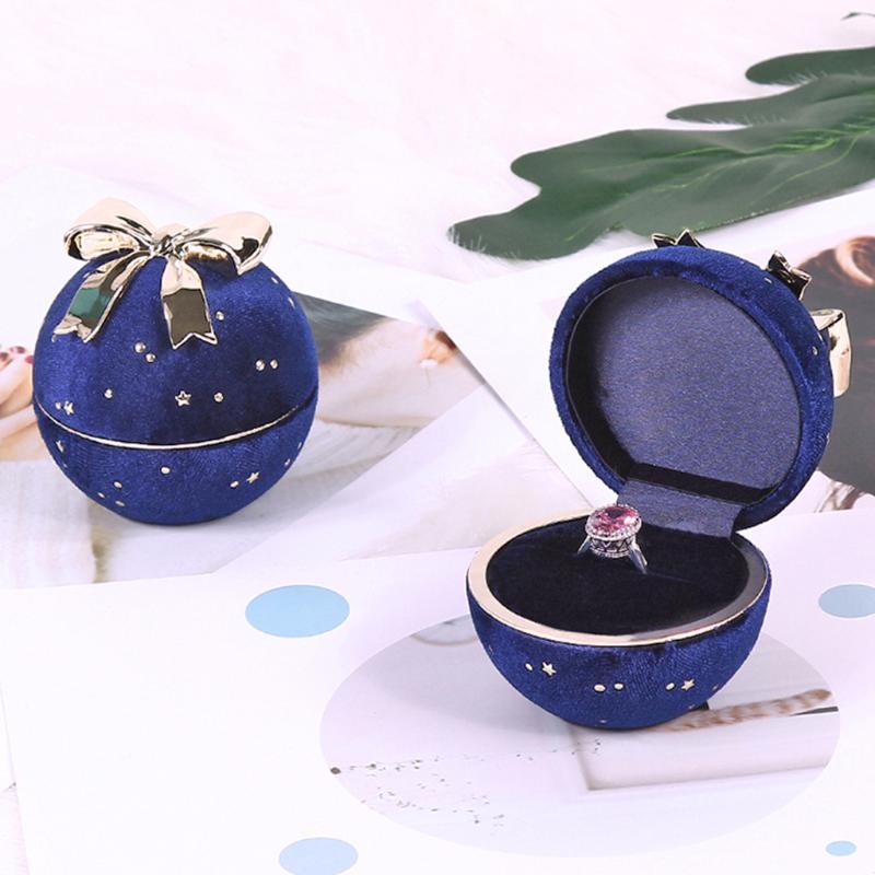 

Jewelry Pouches, Bags Royal Blue Velvet Box Bowknot Wedding Ring Necklace Pendant Display