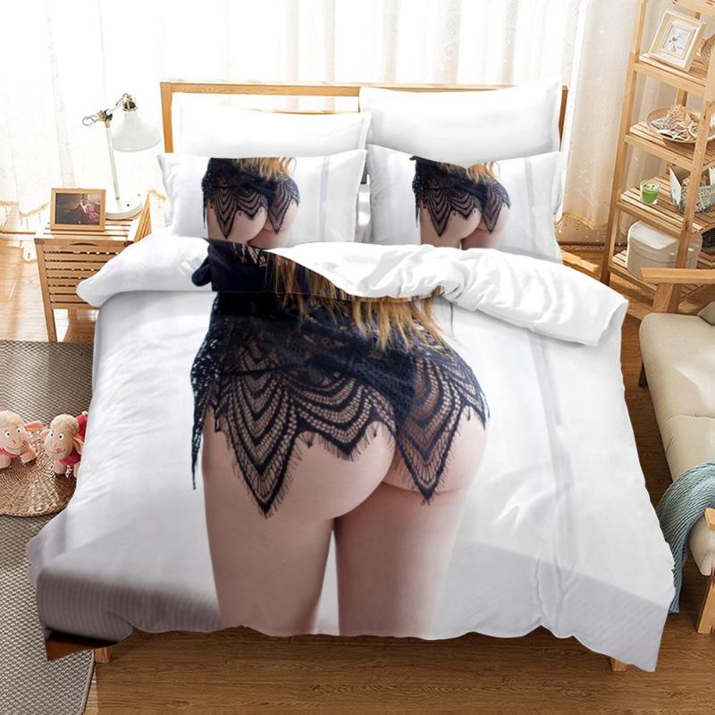 

Sexy Buttocks Girl Black Lace Bikini Bedding Set Bedroom Decor Microfiber Quilt Cover 1PC Duvet Cover Pillowcase Free Mask