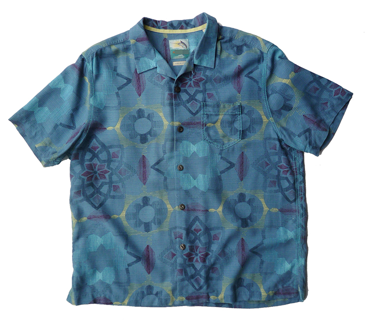 

Men Shirt 6xl 100% Silk US Plus Big Size Blue Print Hawaii Short Sleeve Turn-down Collar Single Pocket  chest 134cm, Multi