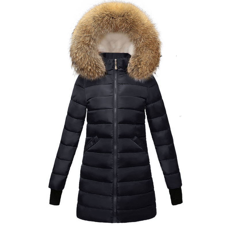 

18CM Large Real Fur Hooded Parka Women 2019 New Winter Jackets Cotton Coat Female Luxury Real Raccoon Furs Ladies Winter Coats, Beige