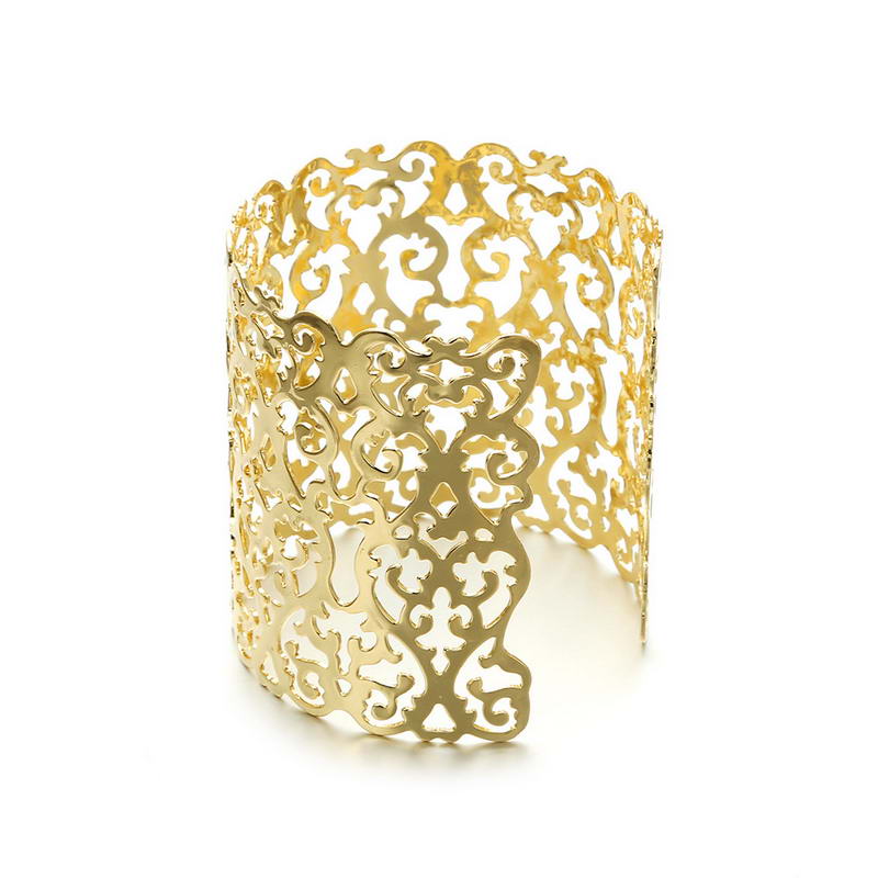 

Bangle ZWPON Gold Silver Color Arabesque Cuff Bangles For Women Cutout Floral Wide Filigree Bracelets Jewelry Wholesale