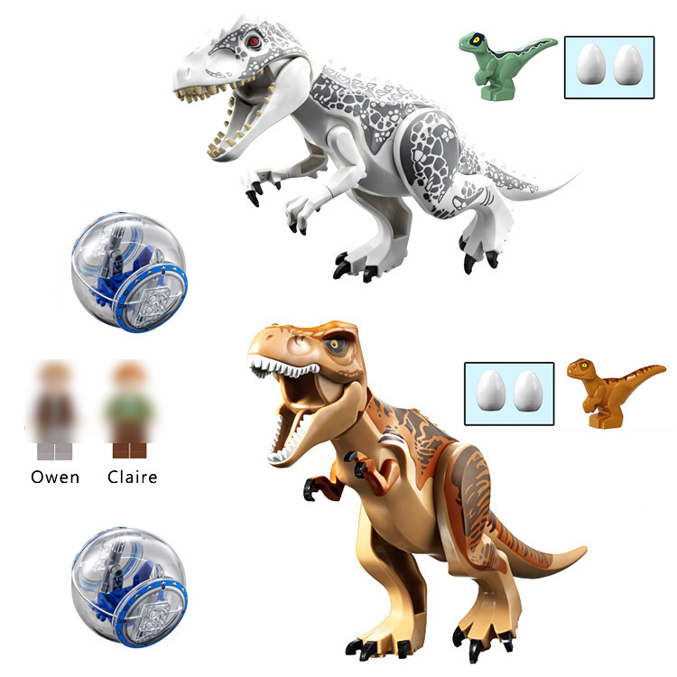 

2Pcs/Sets Legoings Jurassic Dinosaur World Figures Tyrannosaurs T-Rex Building Blocks Bricks Compatible Legoes Sets Kids Toy Gift