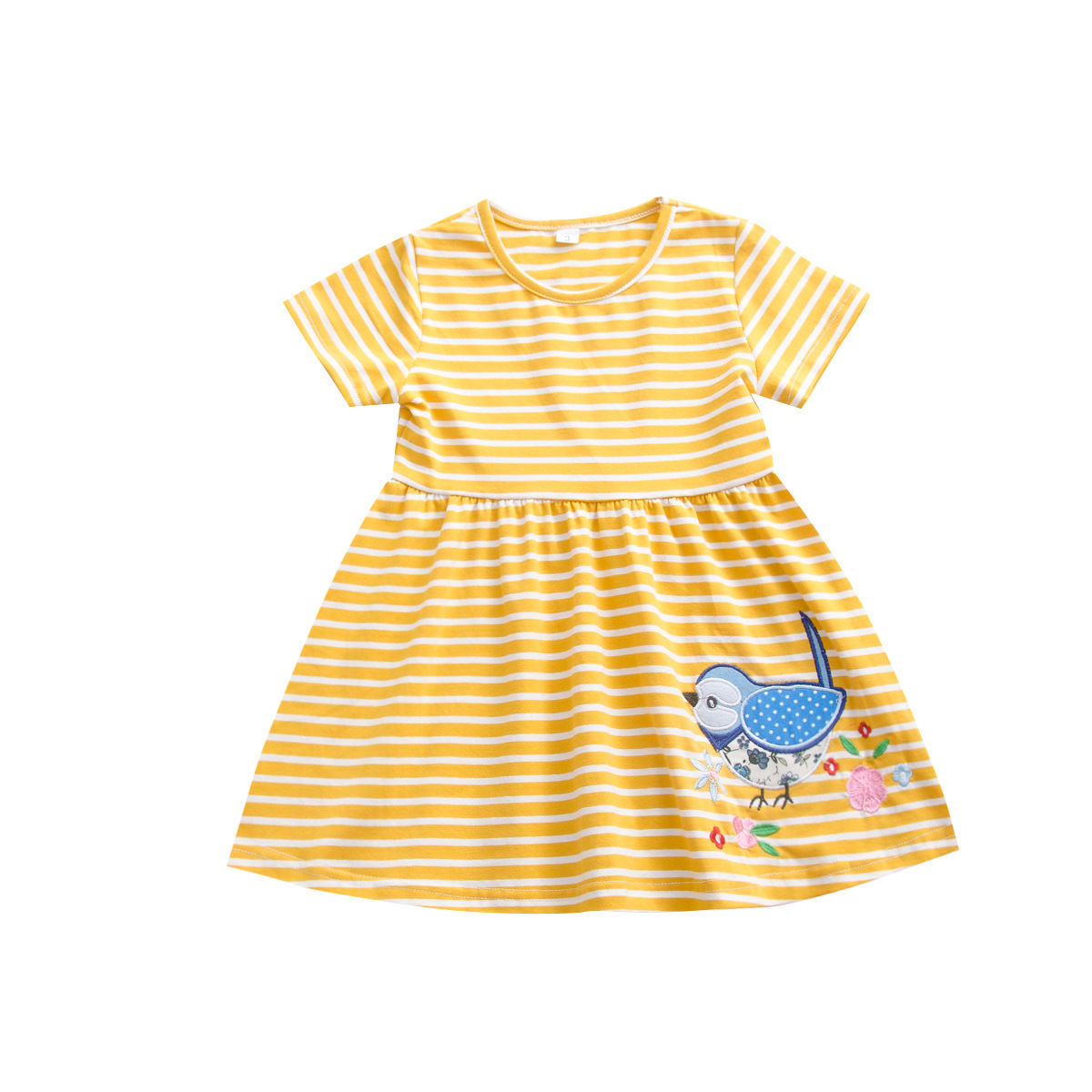 Sunny Fashion Girls Dress Tree Bird Bear Cartoon Short Sleeve Dress Size 4-10