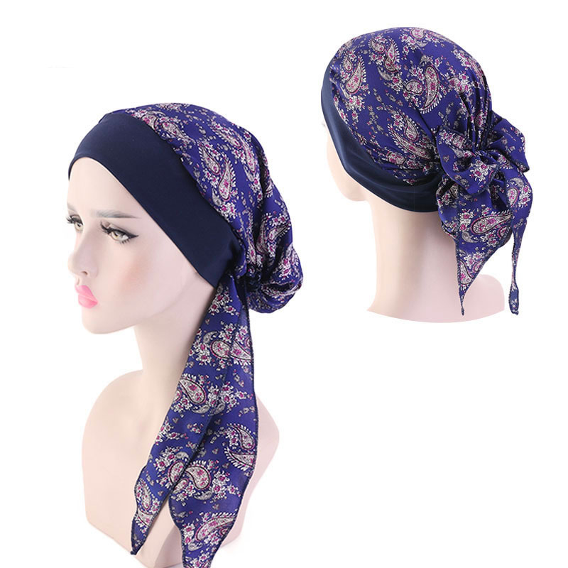 

New Wide Band Muslim Women silky bonnet headwrap Scarves Cancer Chemo Beanies Headwear Head Wrap Hair Accessories, Mixed color