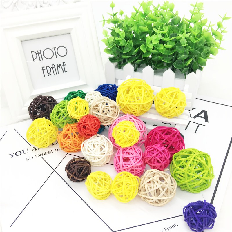 

20pcs/14pcs/7pcs Multicolor Rattan Ball DIY Ornaments Wicker Sepak Takraw Ball DIY Wedding Party Home Christmas Decoration