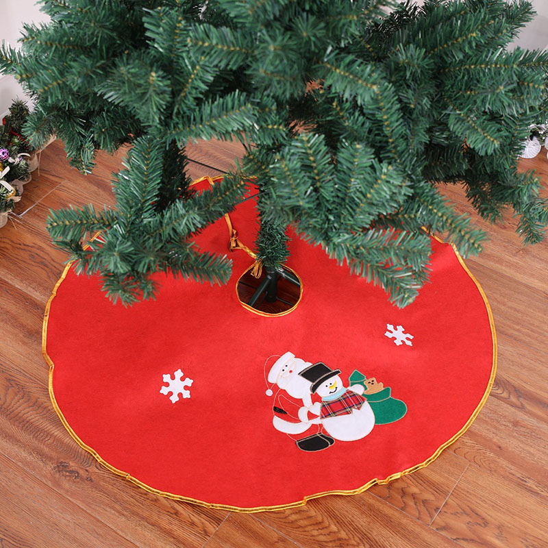 

90cm Red Embroidery Christmas Trees Skirt Xmas Chrismas Winter Decoration 2018 for Home for Tree Alfombra Para Arbol De Navidad