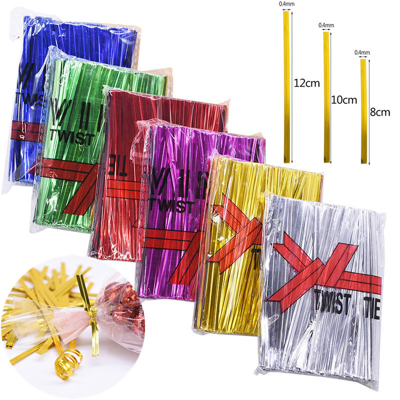 

800Pcs 8/10/12cm Metallic Twist Wire Ties Candy Lollipop Wrapping Baking Gift Bags Sealing Binding Wire Wedding Party Supplies