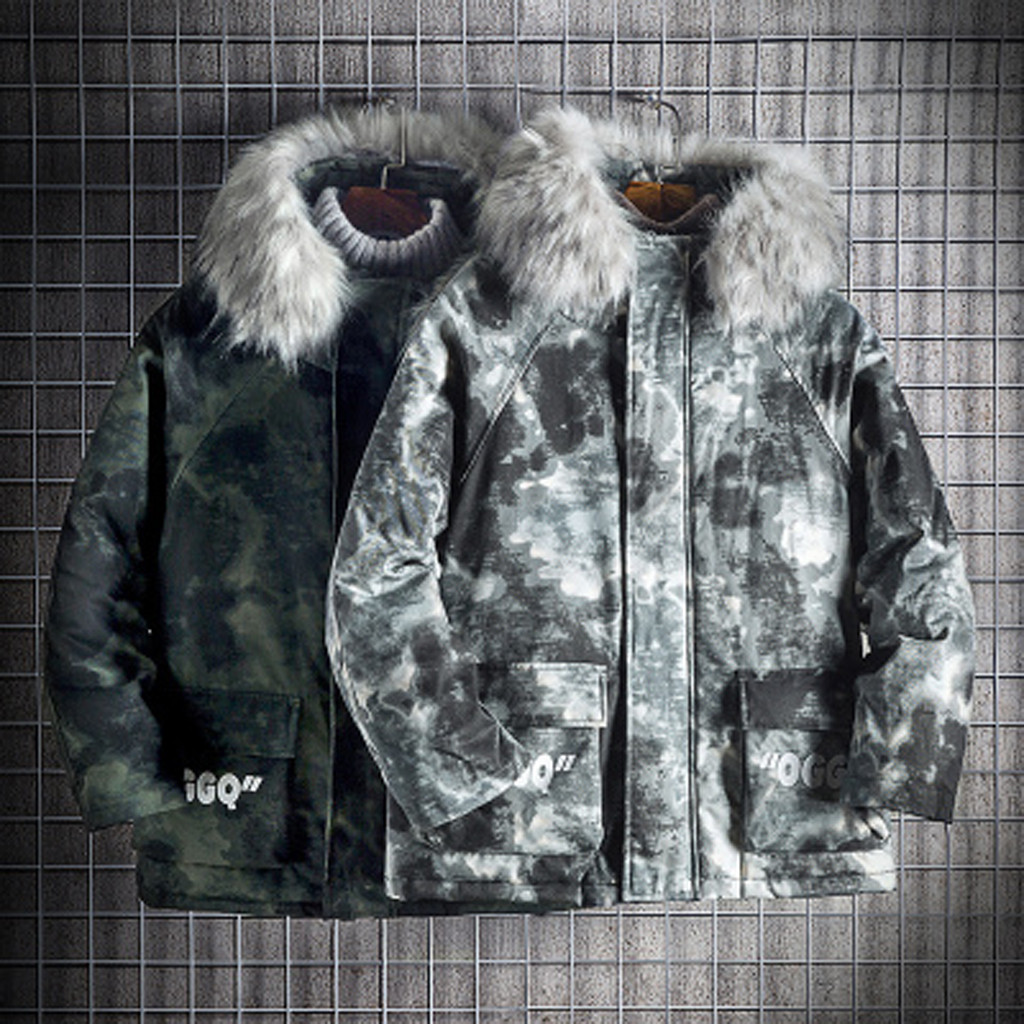 

Parkas New Fashion Men's Winter Casual Camouflage Hooded Warm Cotton Clothing Coat Coats & Jackets Men's Clothing Drop Shipping, Gray