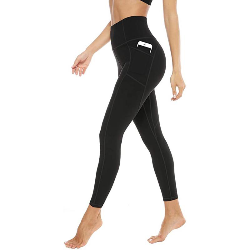 

Pocket Solid Sport Yoga Pants High Waist Mesh Sport Leggings Fitness Women Yoga Leggings Training Running Pants Sportswear Women, Black