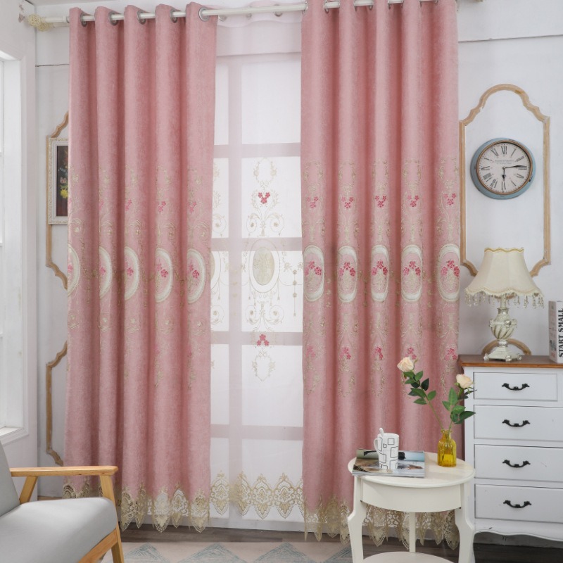 

New Embroidery Curtain Finished Curtains for Living Room Bedroom Cloth Factory Direct Sales Shade Curtain Yarn Custom, Tulle