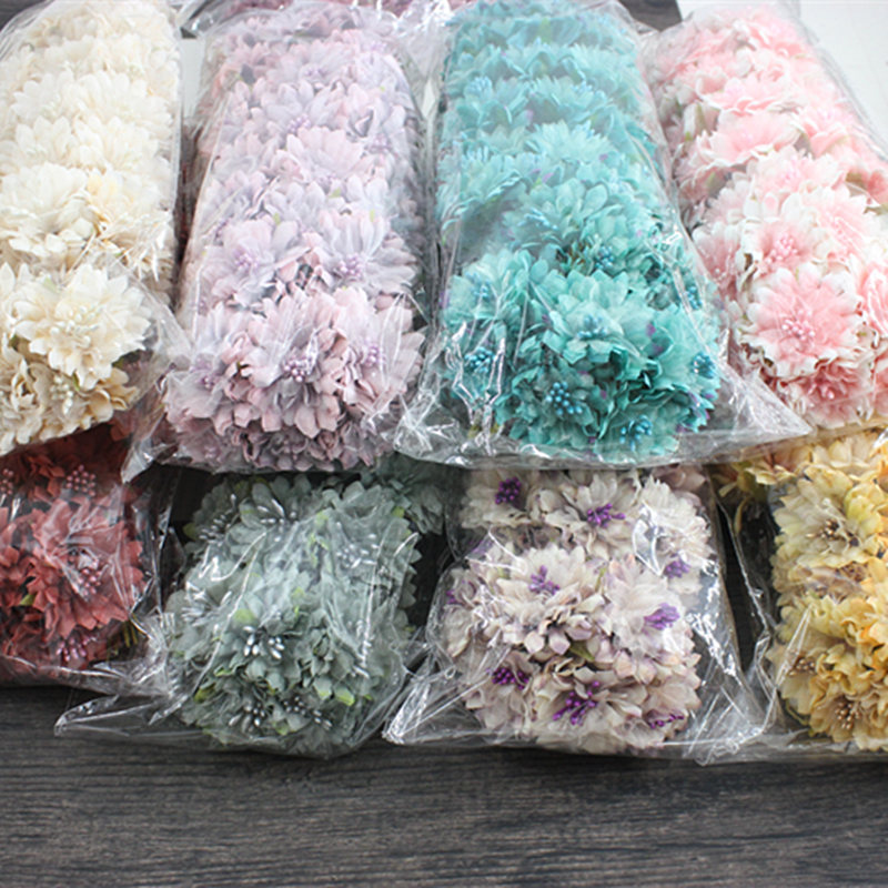 

48 pieces of new rayon carnation bouquet bridal boutonniere accessories diy wreath material Christmas wedding scene decoration, Yellow