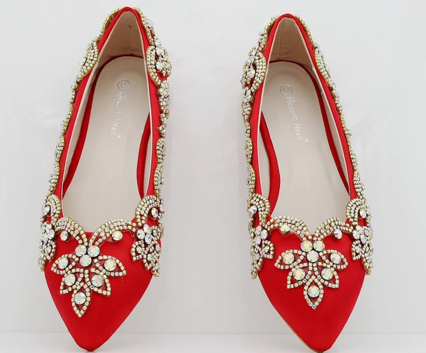 

2019 Women's shoes in Spring and Autumn with New style flat bottom pointed end Silk and satin @ASD340, Red