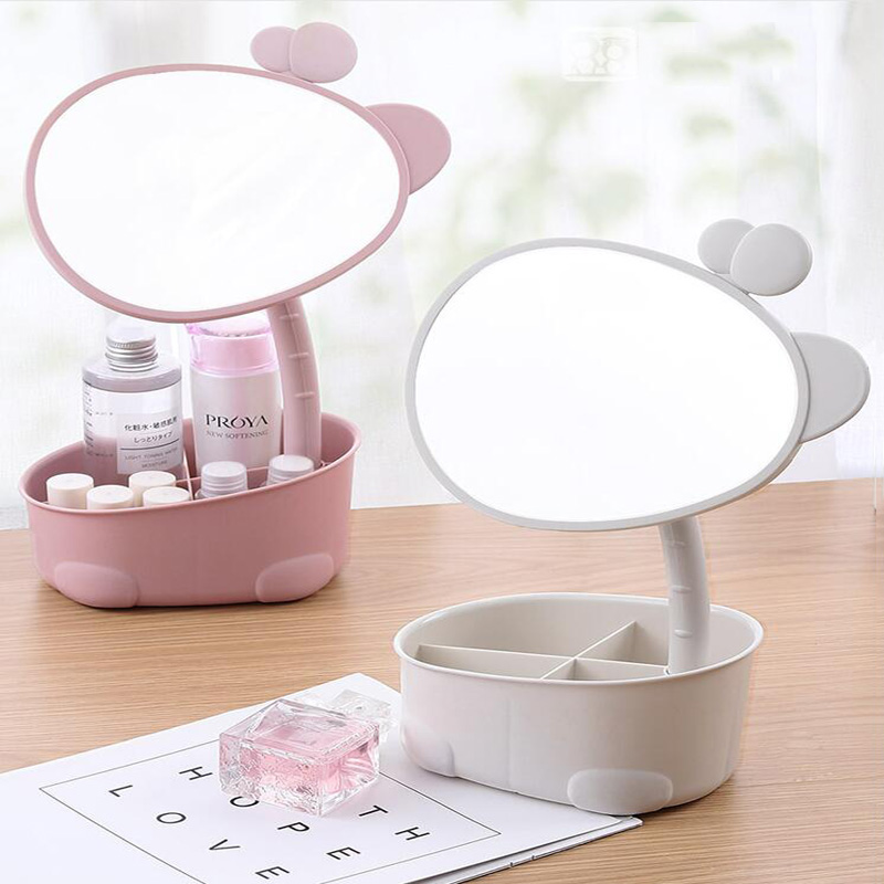 

High-Definition Mirror Makeup Storage Box Desktop Household Rotating Skin Care Product Rack Cosmetic Storage Box Cosmetic