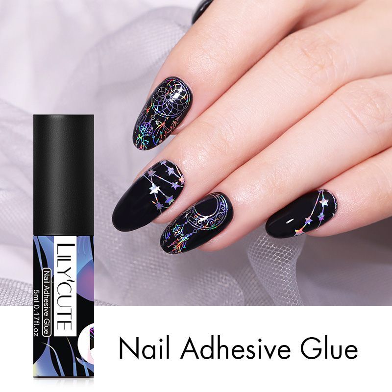

LILYCUTE 5ml Nail Adhesive Glue Fast-dry for Nail Foil Transfer Sticker Decals Paper DIY Art Decorations Glue Tools, As pic