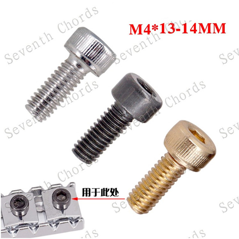 

9Pcs/lot Electric Guitar Locking Nut Clamp Hexagon screws M4*13mm-14mm guitar accessories parts Black Chrome Gold for choose