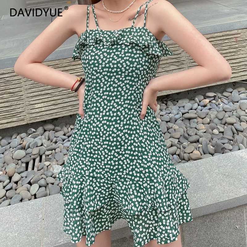 

Summer dress women streetwear sexy ruffle dress elegant mini party dresses sleeveless floral green vestidos korean beach, Green dress women