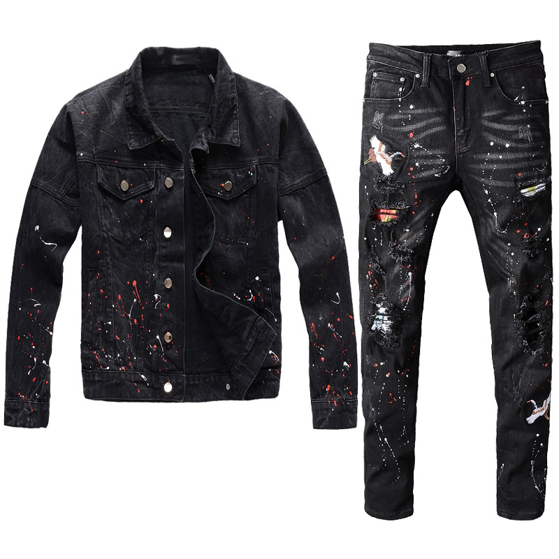 men's 2 piece denim suits