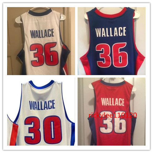 

basketball jersey college Rasheed 36 Wallace jersey throwback mesh stitched embroidery custom big size -5XL, Red