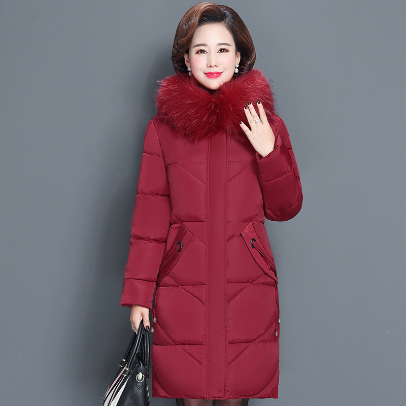 

Wholesale fashion new women's large fur collar long paragraph mother winter coat coat size -4XL, Gray