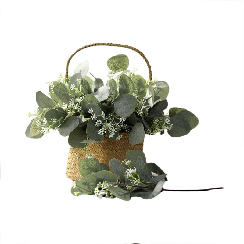 

5PCS home wedding flower silk flower decoration wall green plant simulation eucalyptus money leaf and berry money leaf branch