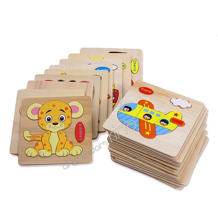 Baby 3D Wooden Puzzles Educational Toys For Child Building Blocks Wood Toy Jigsaw Craft Animals-image-528259495