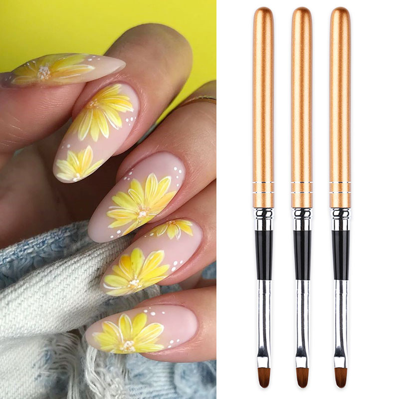

1 PC Round Head Painting Brush Golden Drawing Paining Brush Flowers Petals Patterns Painting Metallic Nail Art Tool