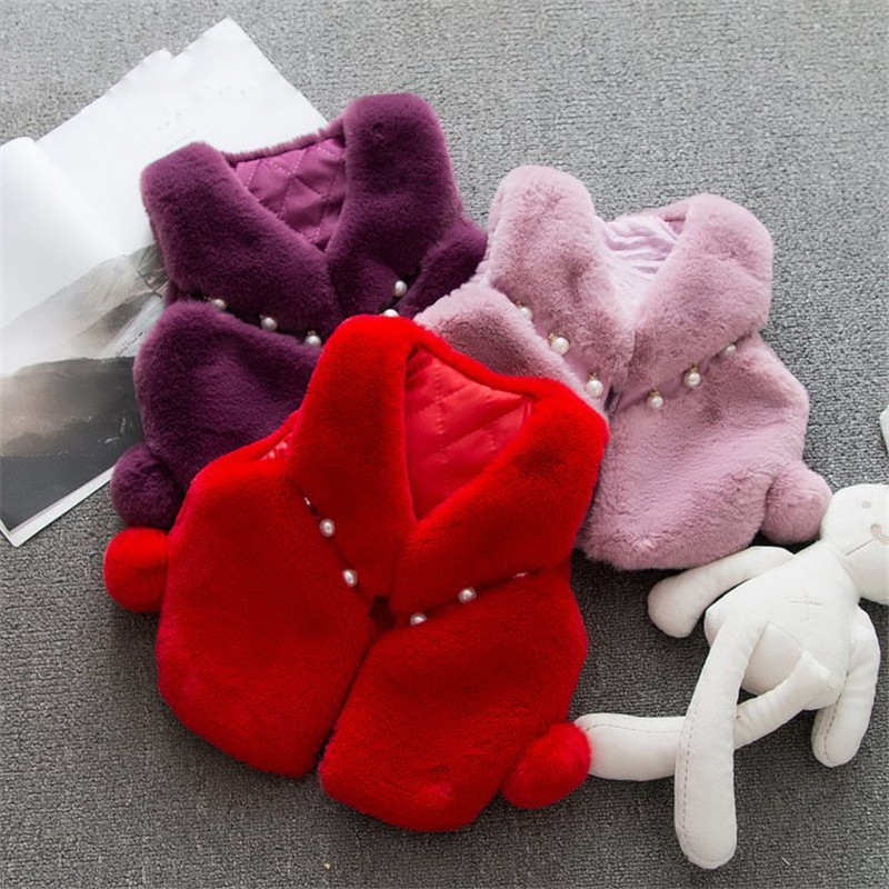 

Baby Girl Winter Clothes Faux Fur Baby GirlsVest Coats Warm Waistcoat Kids Sleeveless Jacket Outerwear Baby Girl Clothing, Pink