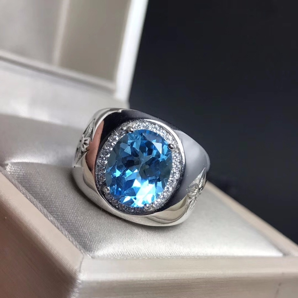

Royal Blue Topaz men's RING 925 silver customized ring size new recommended simple ring CJ191205