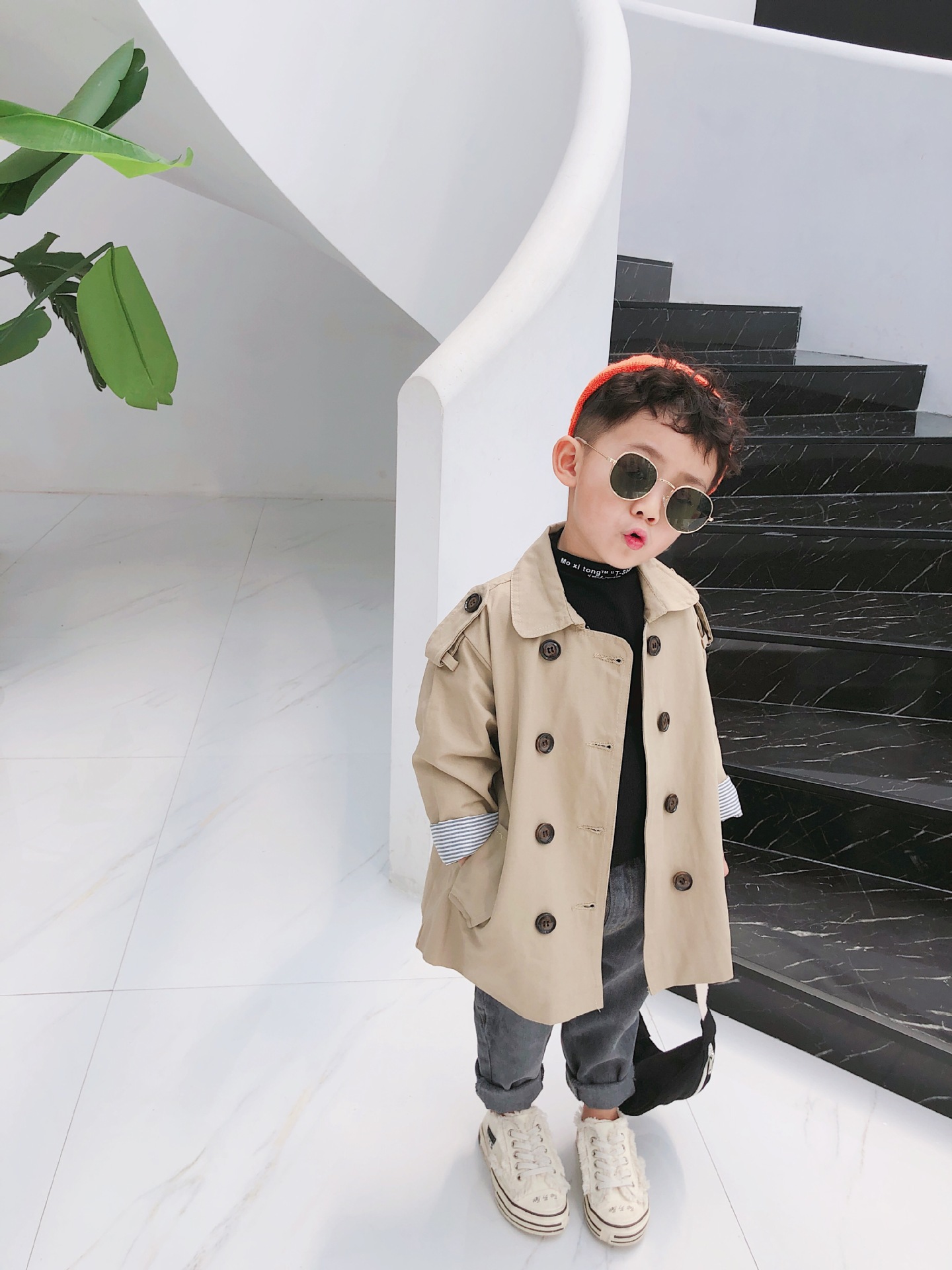 

Kids Baby Trench Coat Casual Korean Double Breasted Windbreaker for Girls Boys Clothing Autumn Child Jackets, Khaki