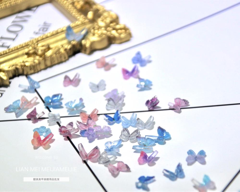 

100pcs Japanese-Style Net Red Manicure Handmade Resin Butterfly Manicure Butterfly Jewelry Three-dimensional nail stickers,H876