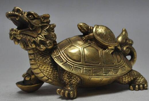 China Antique Collection Brass Baishou Tortoise Longevity Turtle Decoration