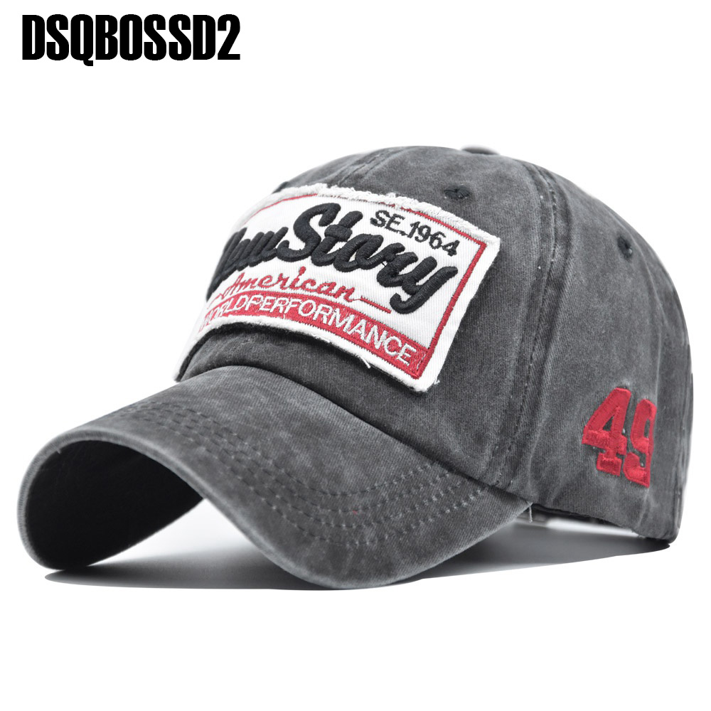 

DSQBOSSD2 Embroidered baseball cap letter printed washed retro unisex hat wide-brimmed adjustable outdoor travel sun hat high quality Golas, Cb211-5blue