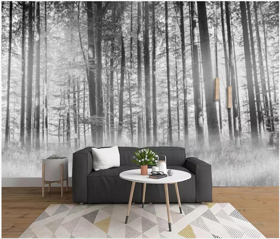 

3d wallpaper custom photo European forest abstract woods black and white mood landscape 3d wall murals wallpaper for walls 3 d living room, Non-woven wallpaper