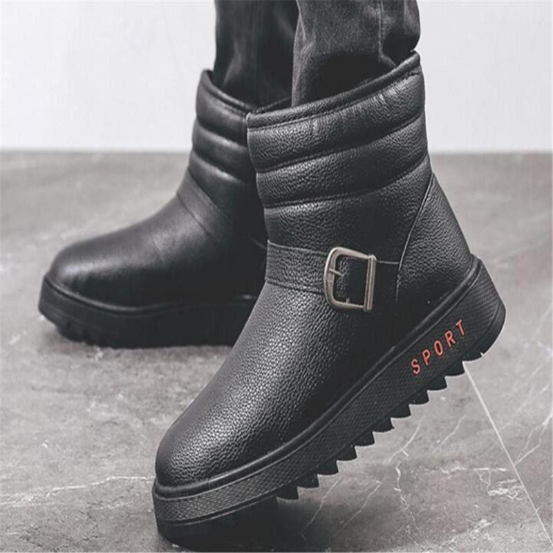 

Snow Boots Keep Warm Flock Ankle Boots Lovers Light Cotton Shoes Winter Men Zapatos De Hombre Non-Slip Fur Boot Size 40-45, Black