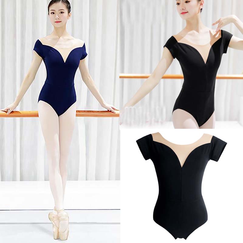 

Adult Ballet Costume Lycra Tight Short sleeve Leotard For Women Ballerina Gymnastics Leotard Dance Yoga Professional Bodysuit, Black