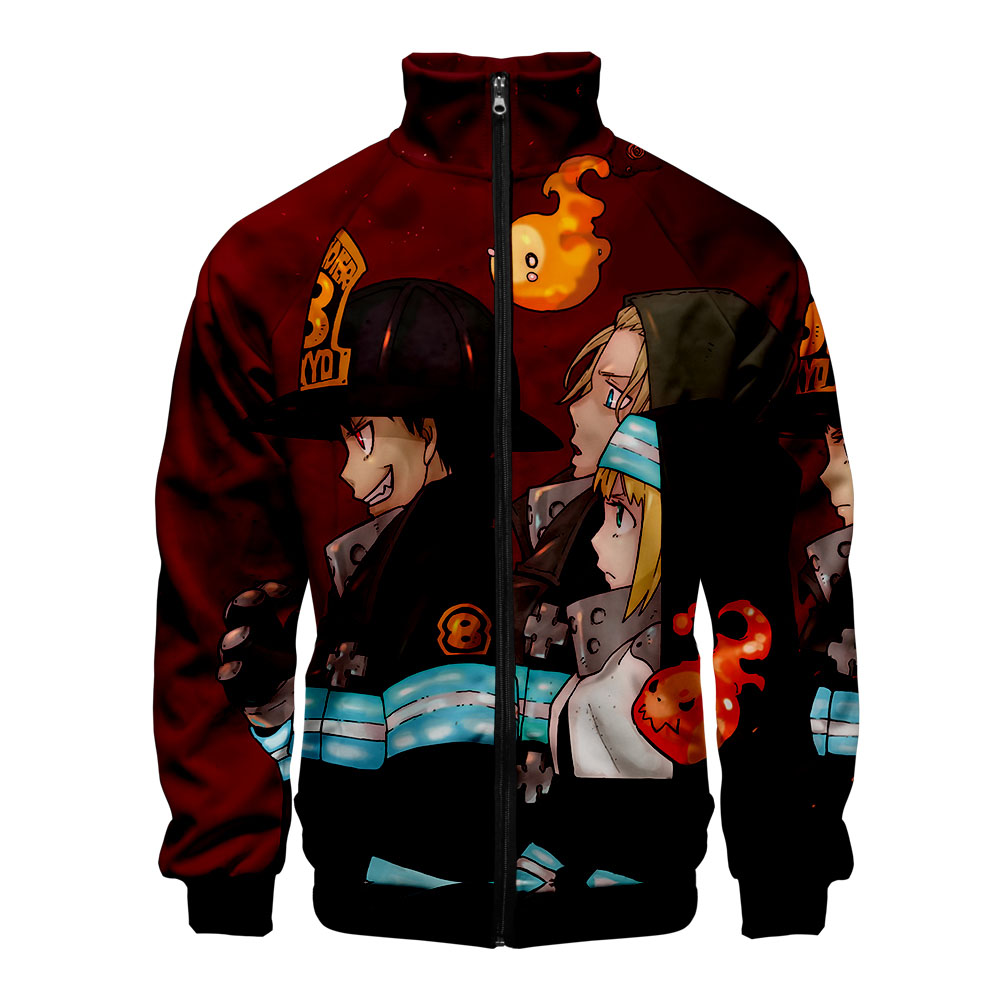 

Fire Force Print Stand Collar Jacket Men/Women Winter Fashion Casual Harajuku Soft Jacket Coat Hot Sale, Picture color