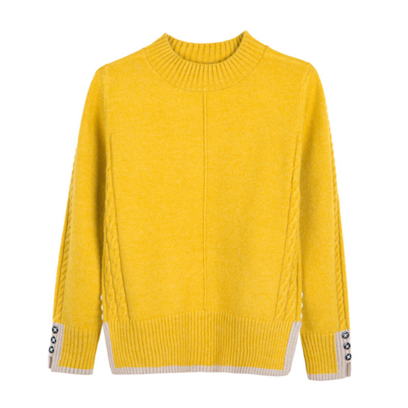 

Women's Sweater Jumper New Autumn Winter Clothes Short Half Turtleneck Sweater Knitted Pullover Female Tops Bottoming shirt J360, Yellow