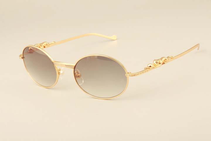 

2019 new free shipping golden leopard sunglasses 6384083 high quality diamond sunglasses retro round full frame size 55 -22-135mm