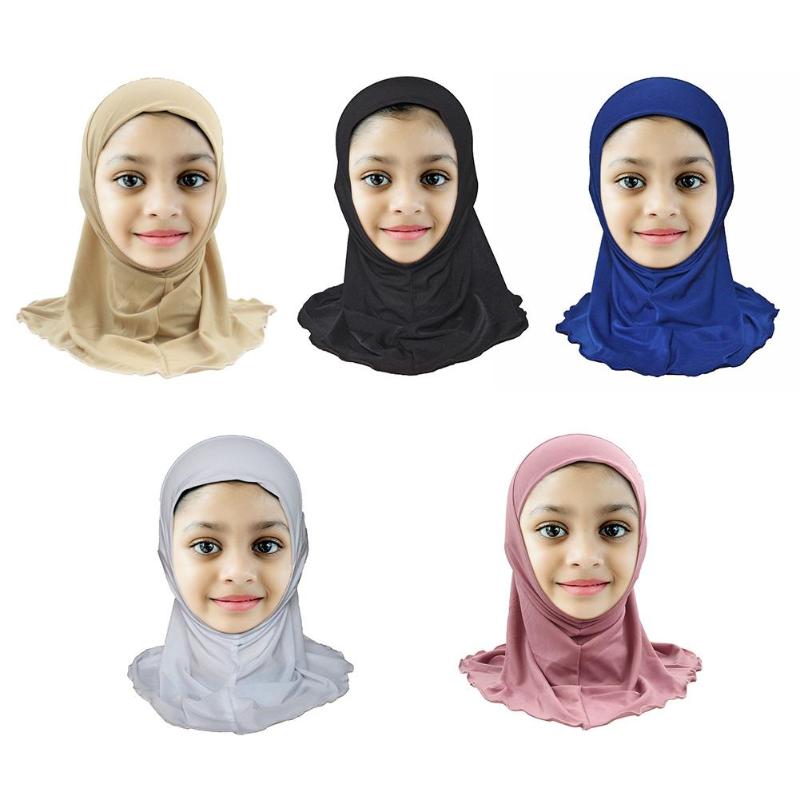 

New Solid Color Bandanas Muslim Children Headscarf Girl Kids Simple Soft Hijab Shawl for Girls 10Colors 0-8Years