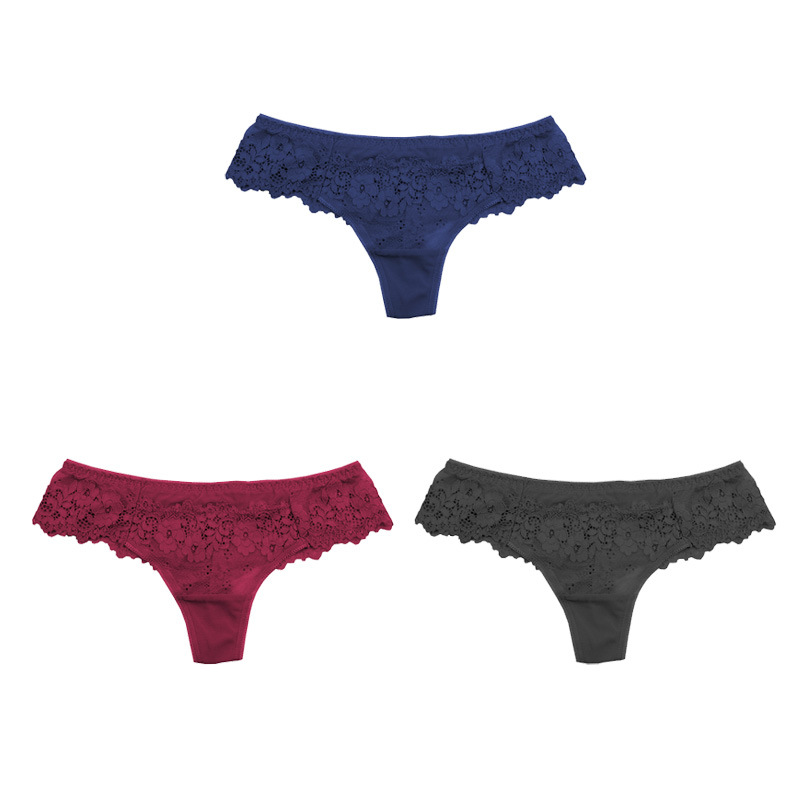

Women thong 3Pcs European American style Low waist Sexy Lace Hot T pants Seamless T-back boxers Ultra-thin breathable A19153, Set 6
