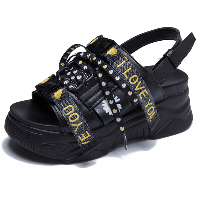 

2020 Summer Sandals Gladiator Platform Women's Sandals 8cm High Heels Women Chunky Beach Leather Comfortable Woman Shoes, White