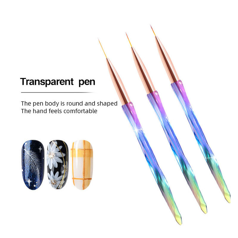 

3Pcs/set UV Gel Brush Line Liner Painting Pen Acrylic Drawing Brush for Nails Gradient Rhinestone Handle Manicure Nail Art Tool