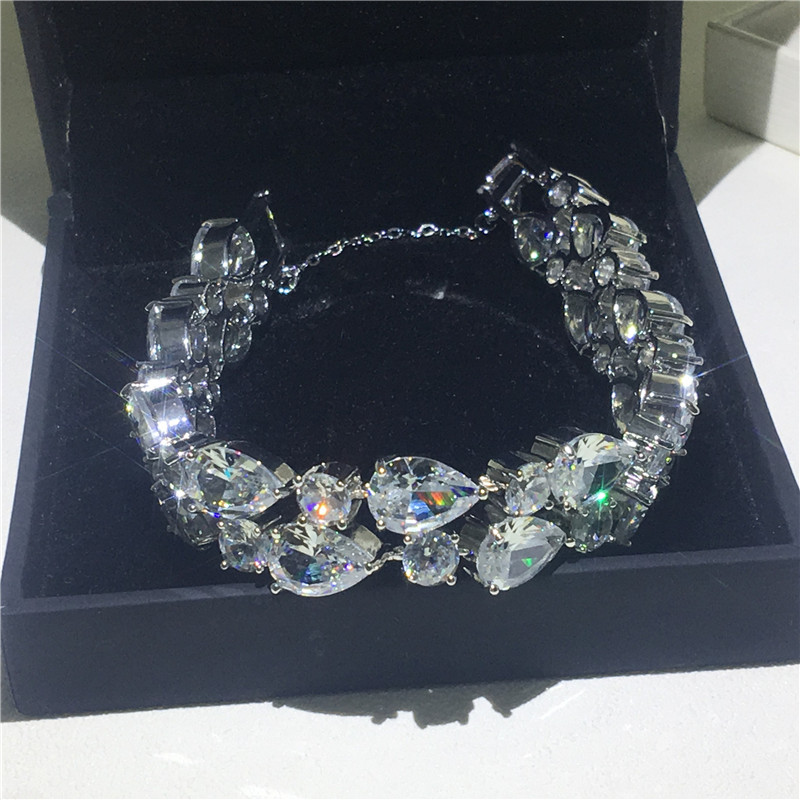 

Fashion Mona Lisa Bracelet Water Drop 5A cubic zirconia White Gold Filled Engagement Wedding Bracelets for women Bridal Gift