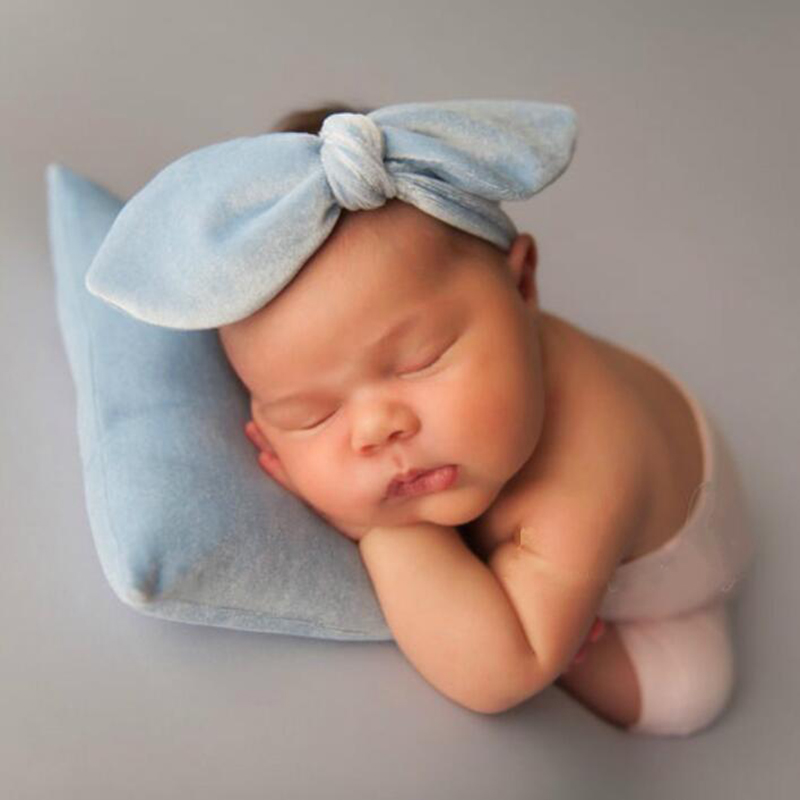 

Baby Newborn Photography Props Velvet Pillow Headband Sets Infant Photo Auxiliary Props Pillow Headband, Pink