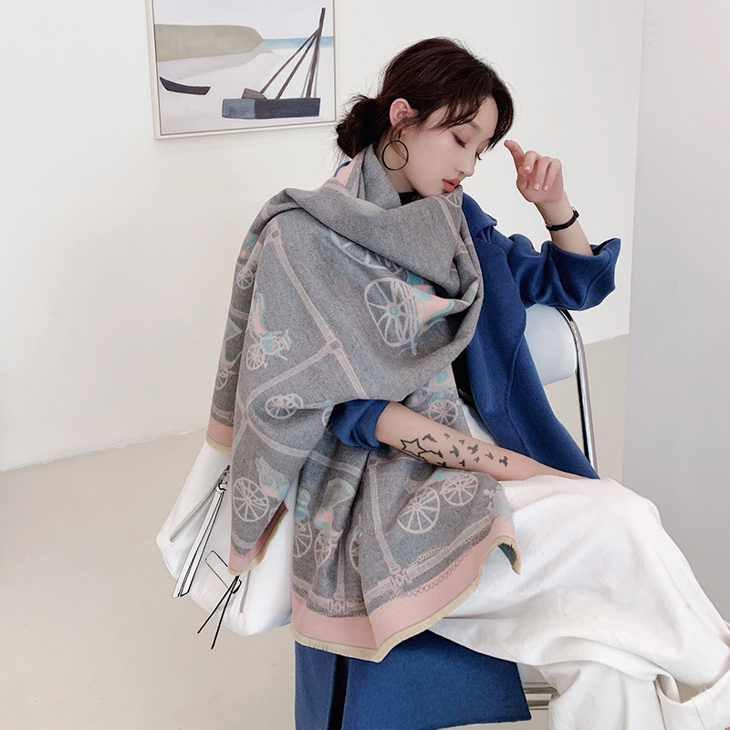 

Fashion-Winter Cashmere Scarf Women's Fashion Dble Wear Thermal Blankets Scarves