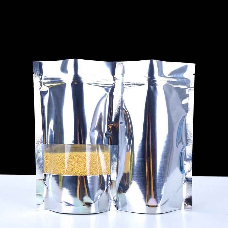 100PCS 16Silk Aluminized Window-opening Self-supporting Closure pockets Aluminum Foil Bag Flower Tea Dried Fruit Food Packaging Bag-image-522560044