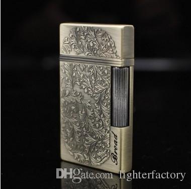 

New Arrival Wealthy relief flowers ultra - thin grinding wheel Torch Lighter smoking metal Butane gas lighter
