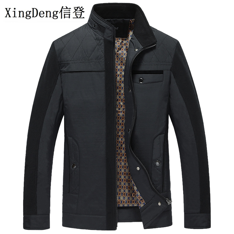 

XingDeng Warm Causal Jacket Thicken Clothing fashion Winter Cotton Banded Jackets Men Parkas Collar Male top Overcoat plus 4xl, Black