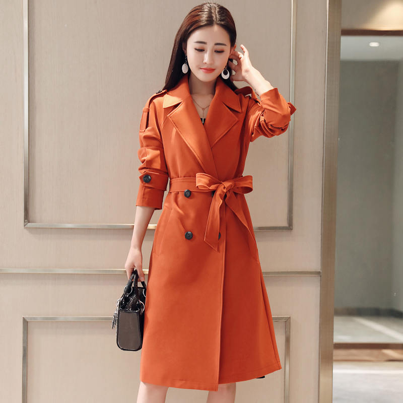 

Plus Size 4XLFashion Elegant Women Trench Coats Spring Double-Breasted Windbreaker Long Trench Coat For Women Outerwear C5326, Khaki